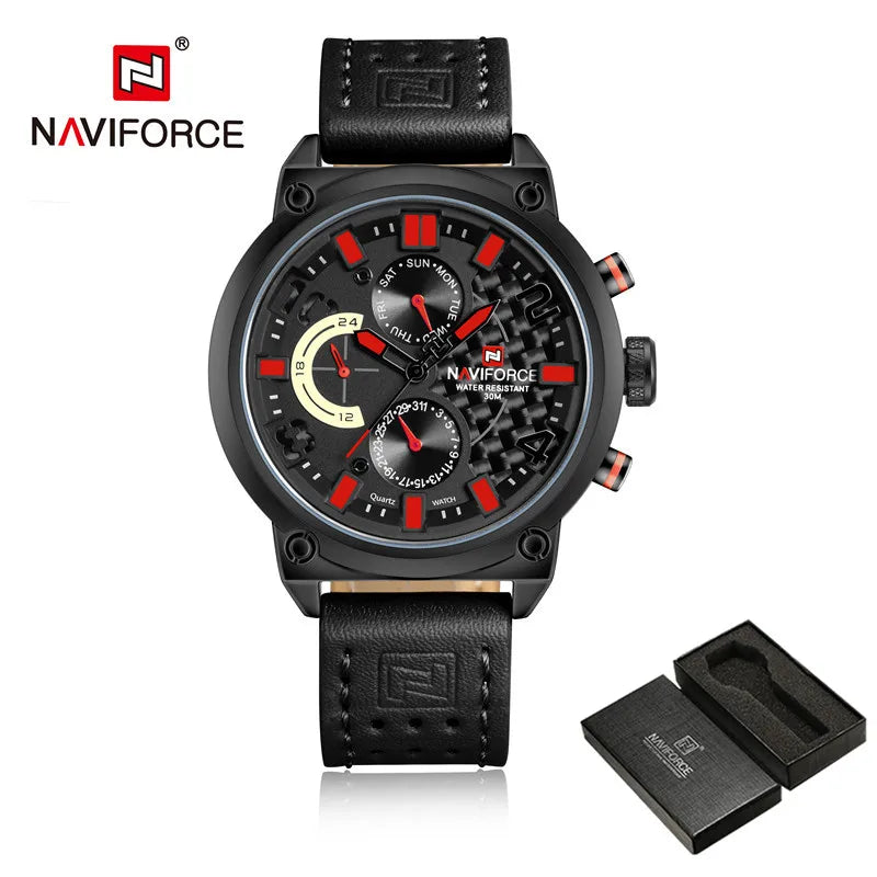 NAVIFORCE Black Luxury Men Watch Fashion Military Sport Man Watches Waterproof Wristwatch Male Creative Clock Masculino Relogio