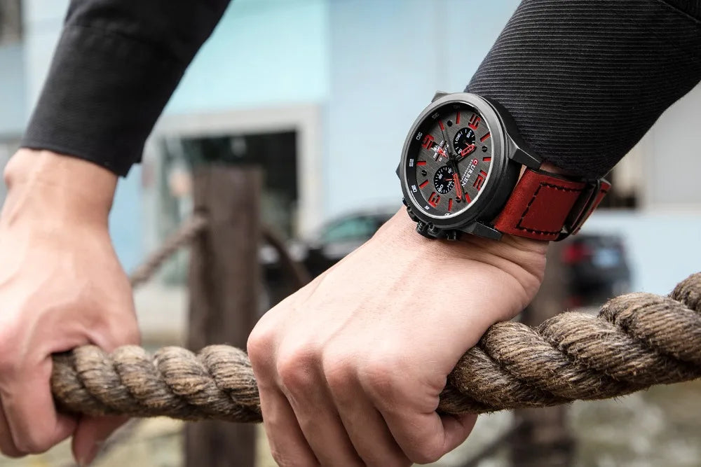 CURREN Luxury Men’s Leather Quartz Watch – Fashion Business Sport Date Display