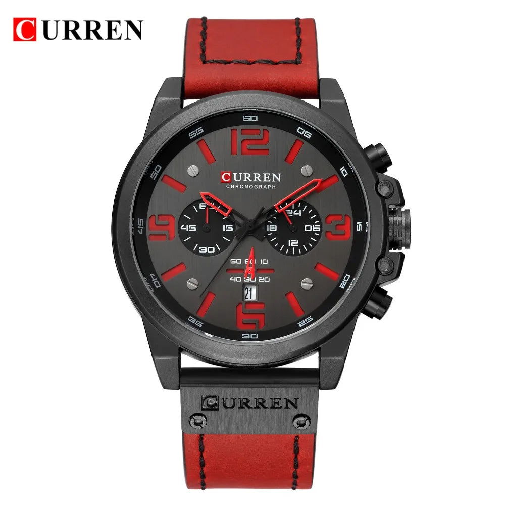 CURREN Luxury Men’s Leather Quartz Watch – Fashion Business Sport Date Display