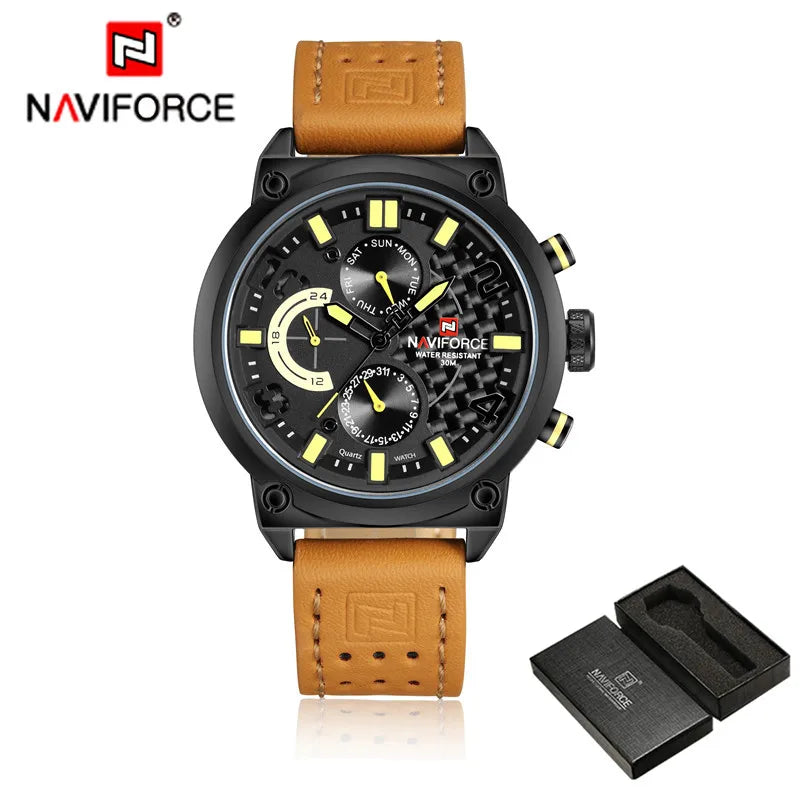 NAVIFORCE Black Luxury Men Watch Fashion Military Sport Man Watches Waterproof Wristwatch Male Creative Clock Masculino Relogio