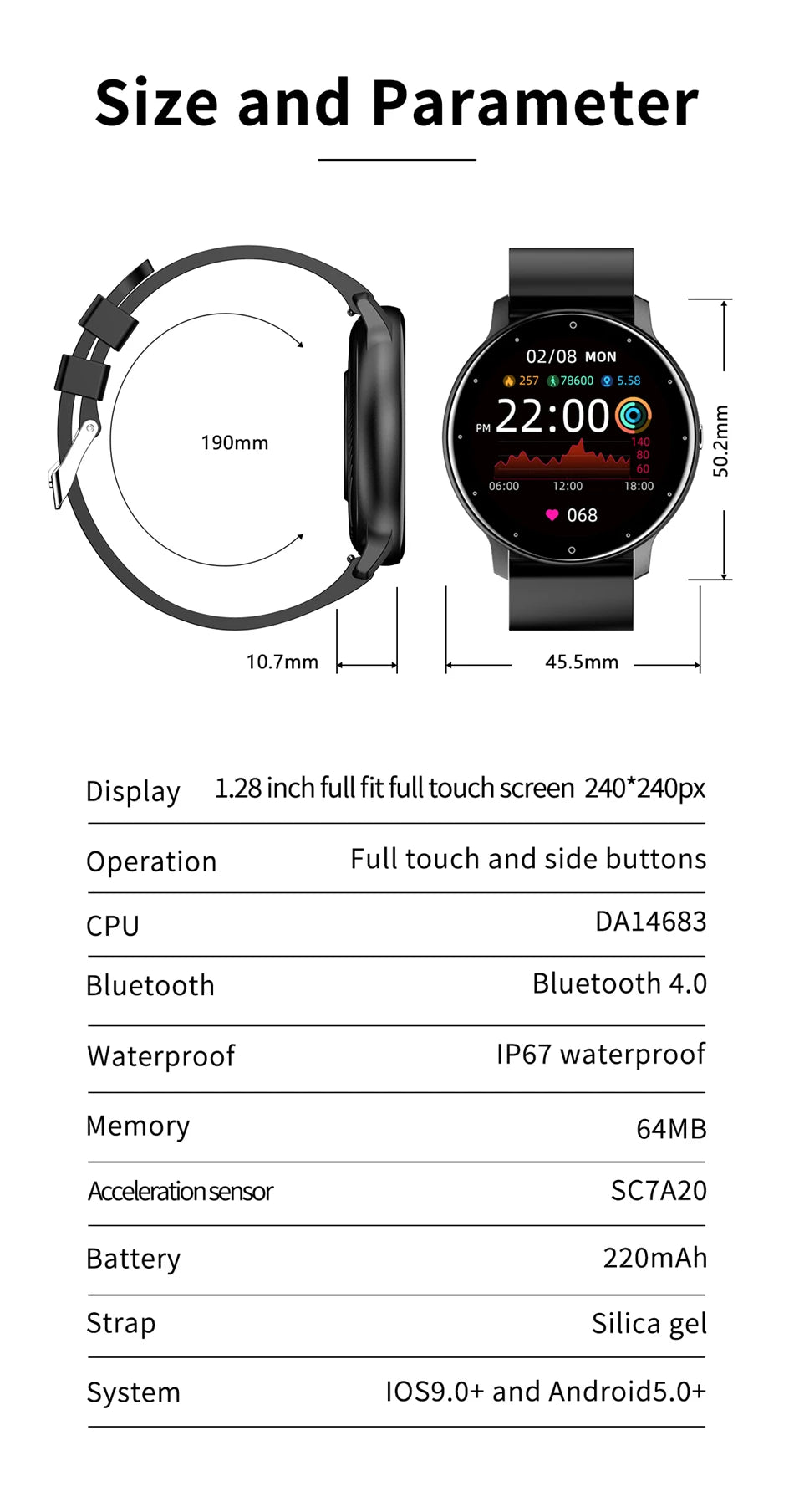 LIGE 2025 Ladies Smartwatch – Full Touch Screen, Sports Fitness Tracker, IP67 Waterproof, Bluetooth for Android & iOS
