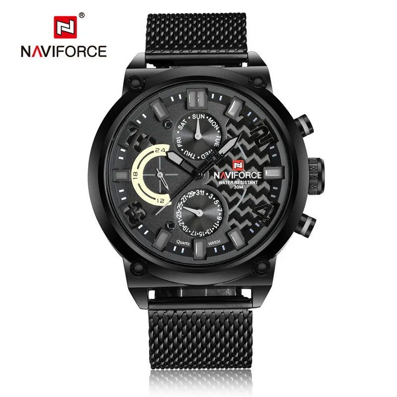 NAVIFORCE Black Luxury Men Watch Fashion Military Sport Man Watches Waterproof Wristwatch Male Creative Clock Masculino Relogio