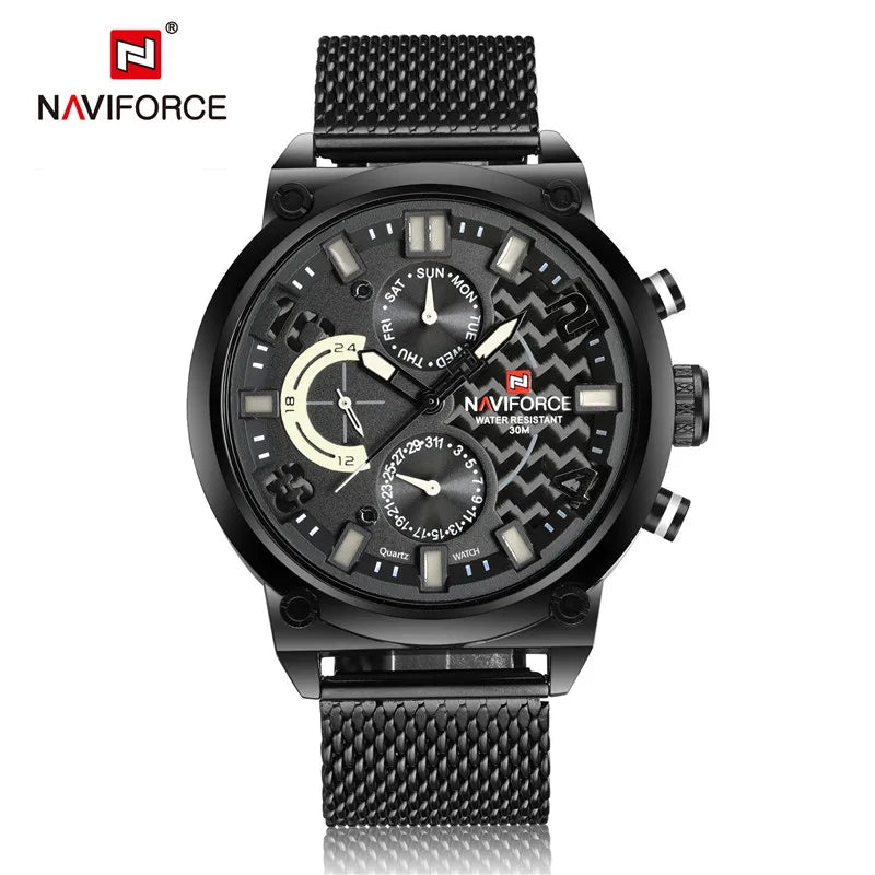 NAVIFORCE Black Luxury Men Watch Fashion Military Sport Man Watches Waterproof Wristwatch Male Creative Clock Masculino Relogio