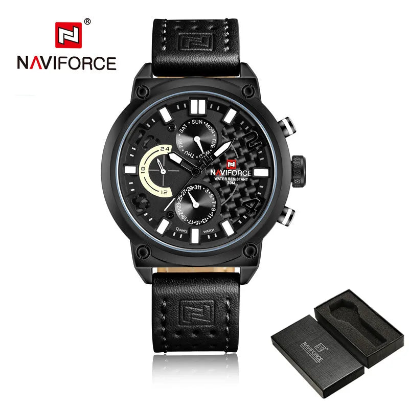 NAVIFORCE Black Luxury Men Watch Fashion Military Sport Man Watches Waterproof Wristwatch Male Creative Clock Masculino Relogio