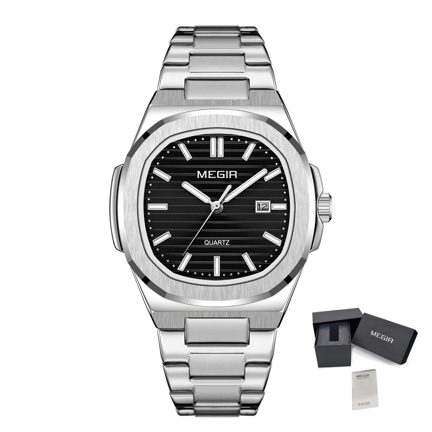 MEGIR Luxury Brand Men Business Watches Waterproof Male Clock Stainless Steel Luminous Quartz Sport Wristwatch Montre Homme 1084