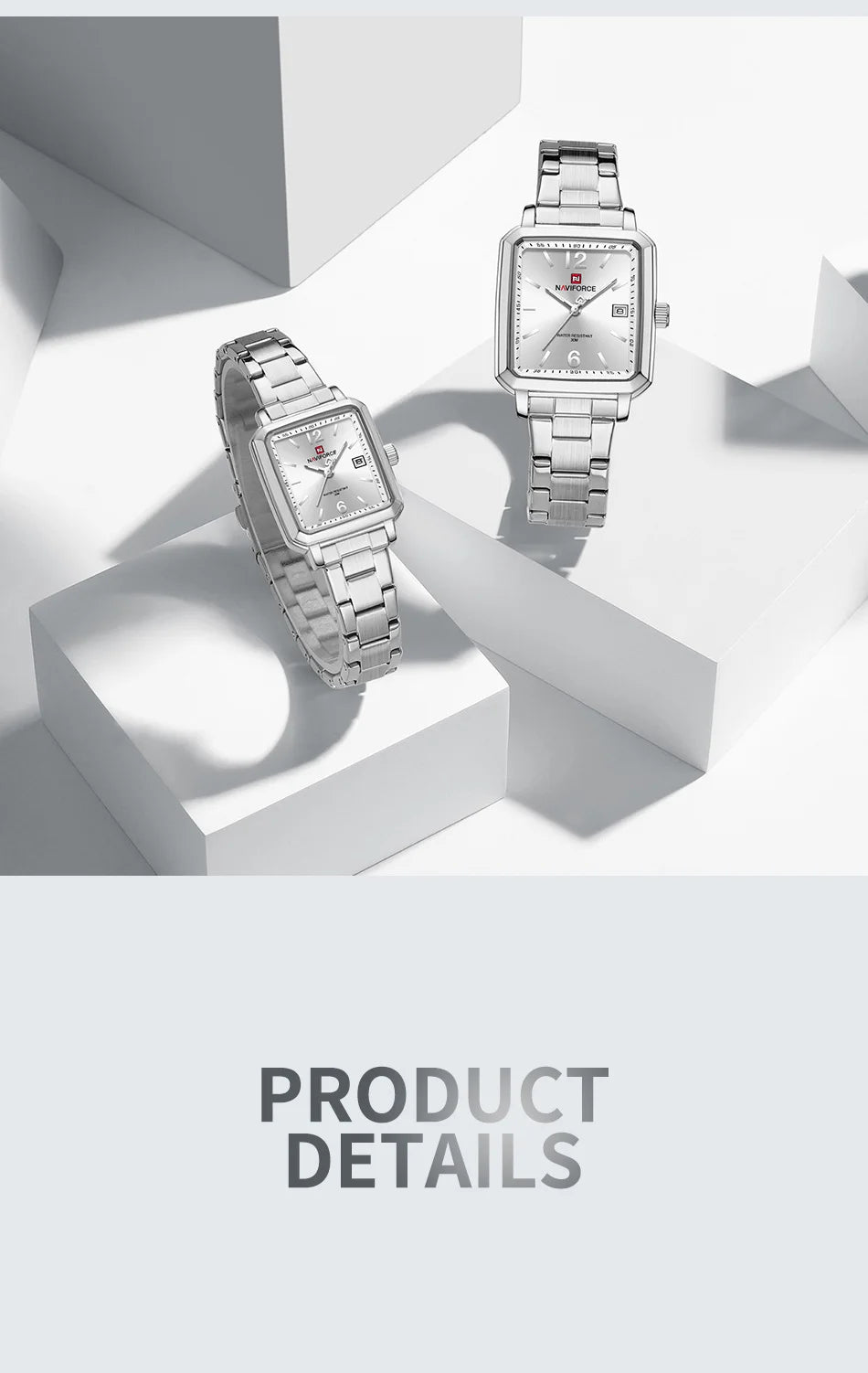NAVIFORCE Couple Quartz Watch Retro Fashion Calendar Display Stainless Steel Strap Luminous Pointer 3ATM Waterproof Couple Watch