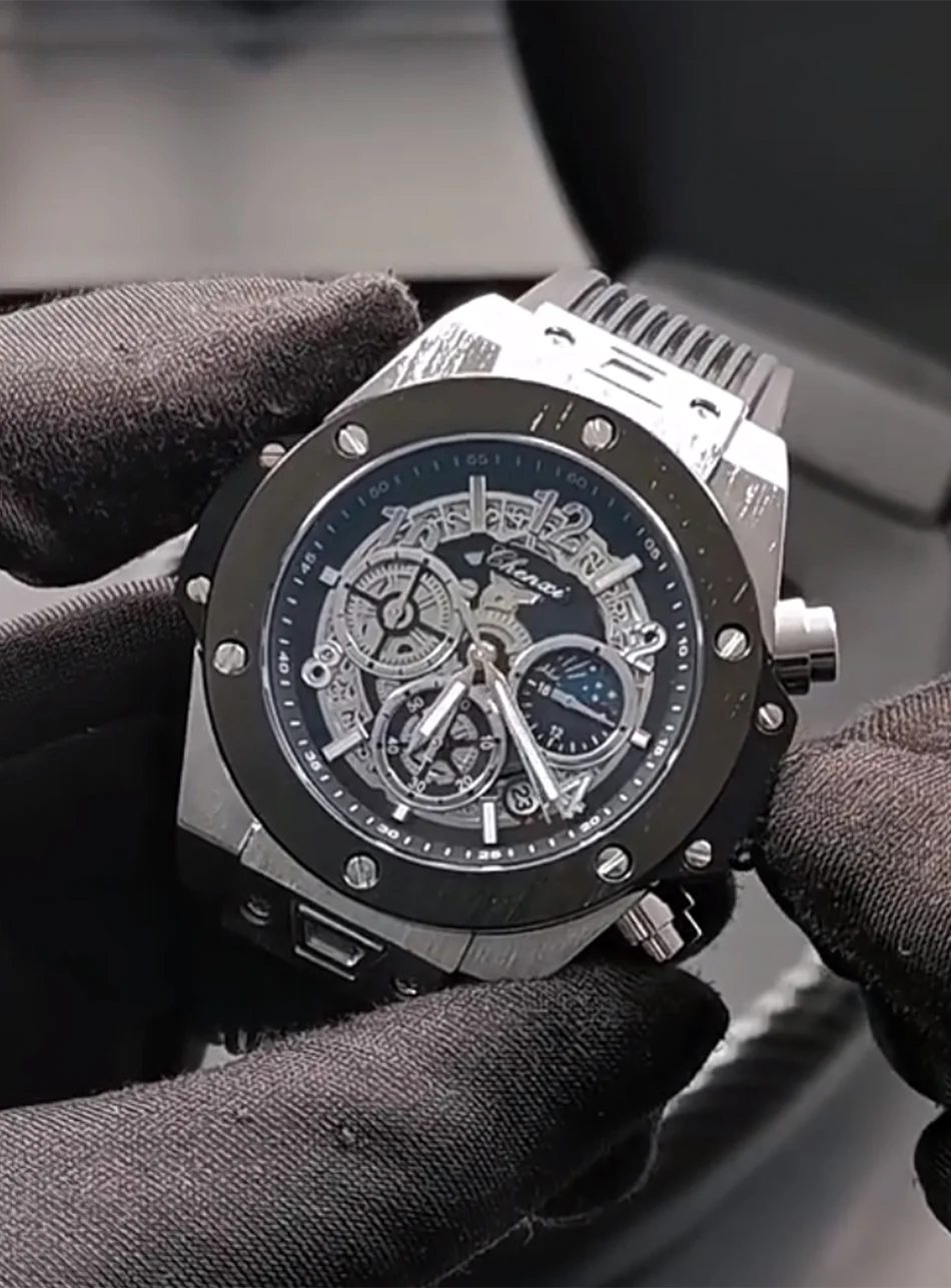 Luxorive StarryEdge – Silicone Military Moon-Phase Chrono Watch