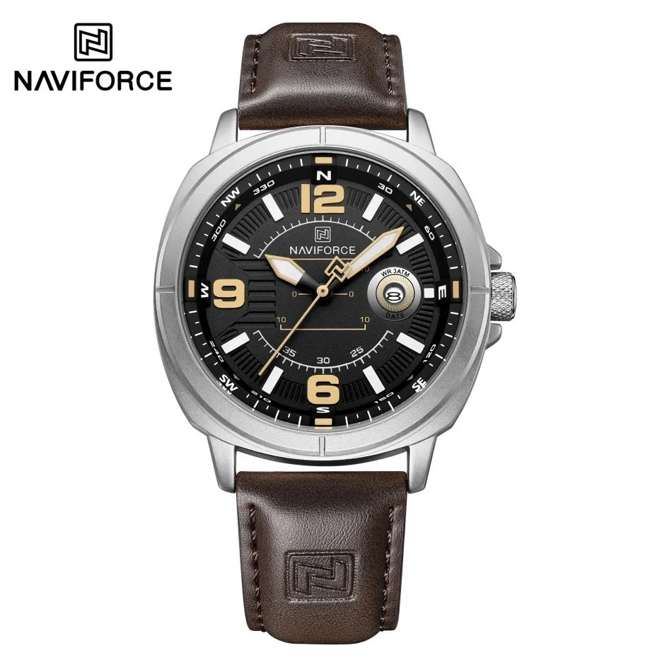 NAVIFORCE Brand Men Quartz Watch High Quality PU Band Calendar Male Wristwatch Auto Date Display Waterproof Clocks Reloj Hombre