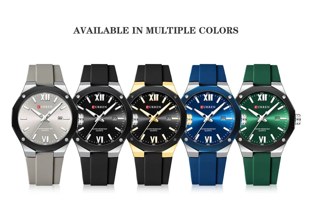 CURREN 8465 Men’s Fashion Quartz Watch – Waterproof Casual Timepiece with Calendar & Luminous Silicone Strap
