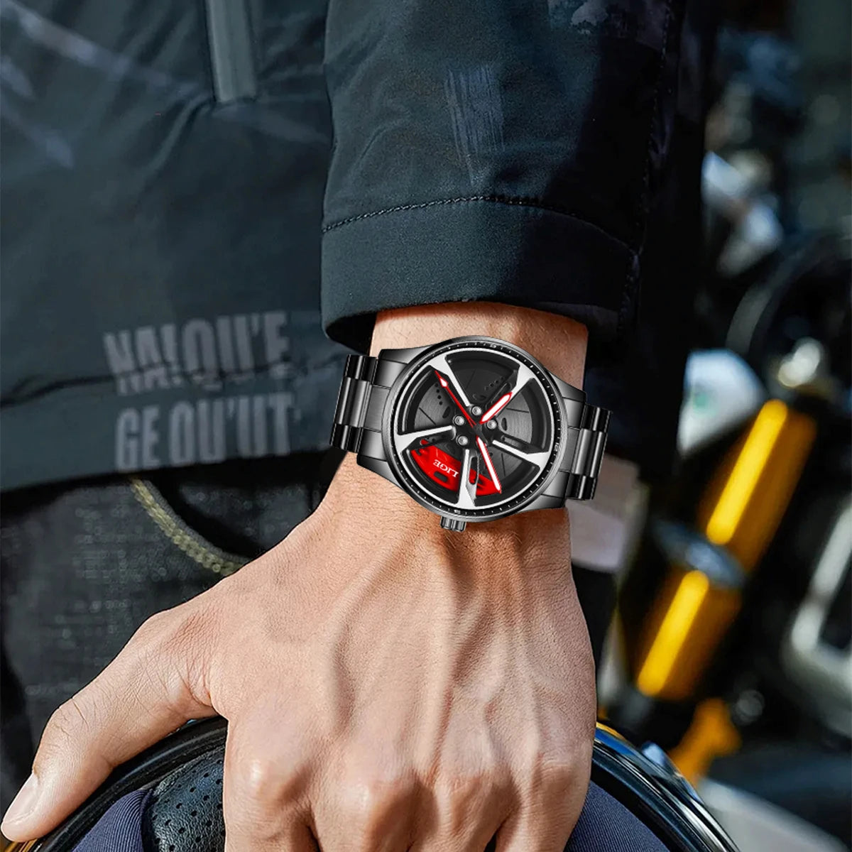 LIGE New Sports 3d Xiaomi Car Wheel Watch Fashionable Rotating Dial Stainless Steel Strap Waterproof Quartz Watches reloj hombre