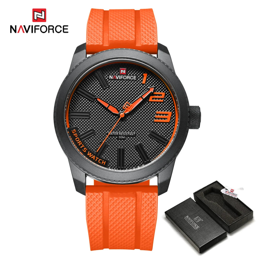 NAVIFORCE Top Brand Watch Men Fashion Casual Waterproof Simple Style Quartz Wristwatch Military Male TPU Strap Clock
