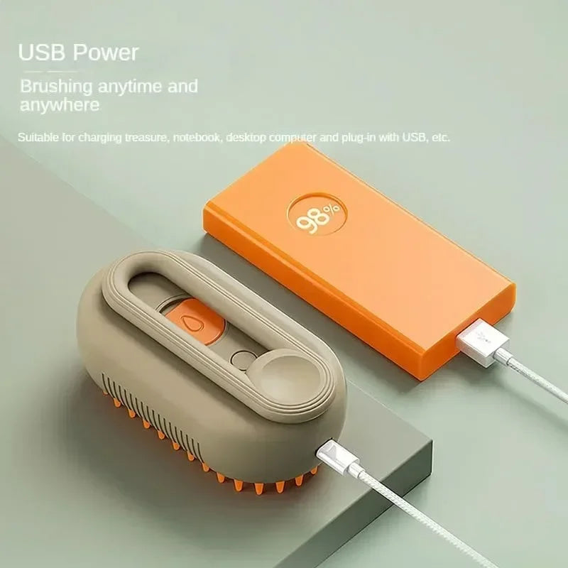 3-in-1 Electric Steamy Dog & Cat Brush – Massage & Hair Removal