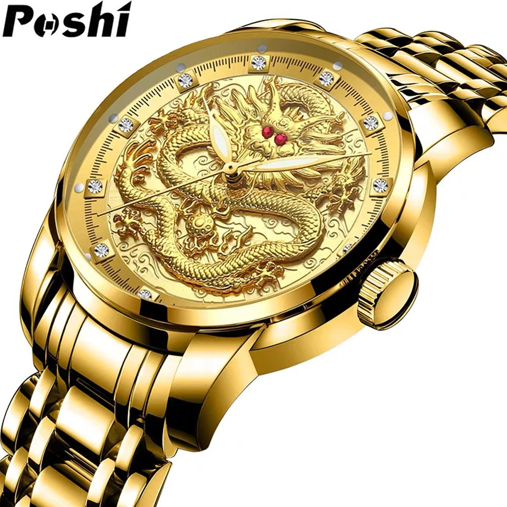 Luxorive DragonCore – Gold Stainless Steel Men’s Quartz Watch