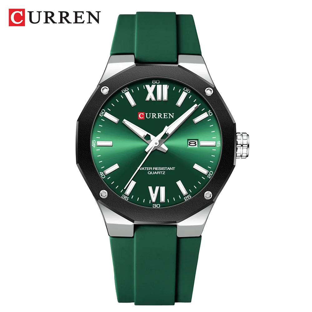 CURREN 8465 Men’s Fashion Quartz Watch – Waterproof Casual Timepiece with Calendar & Luminous Silicone Strap