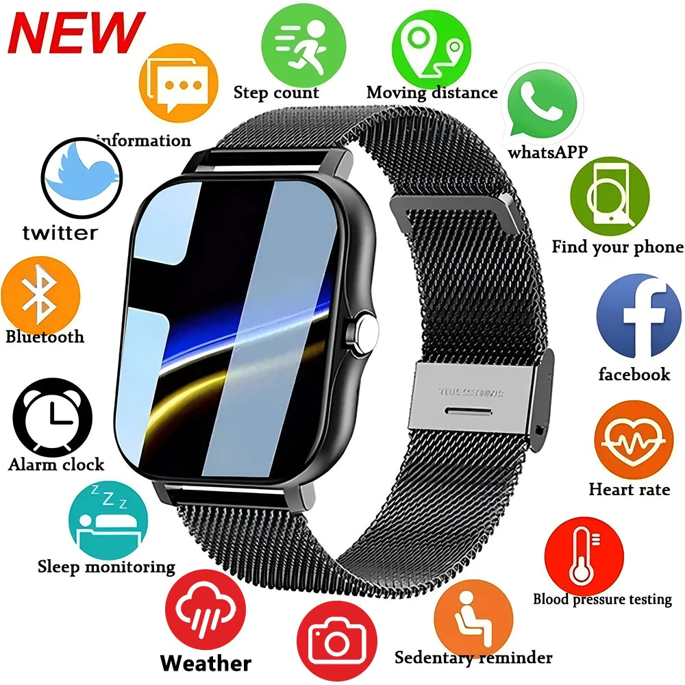 Luxorive PulsePro 2024 – Full Touchscreen Sport Fitness Smartwatch with BT Call for Men & Women
