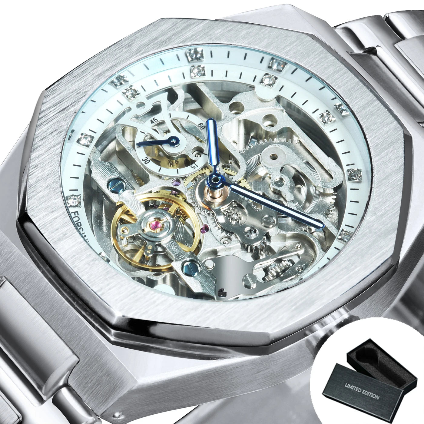 Luxorive Spectra Tourbillon – Automatic Skeleton Watch with Diamond Dial