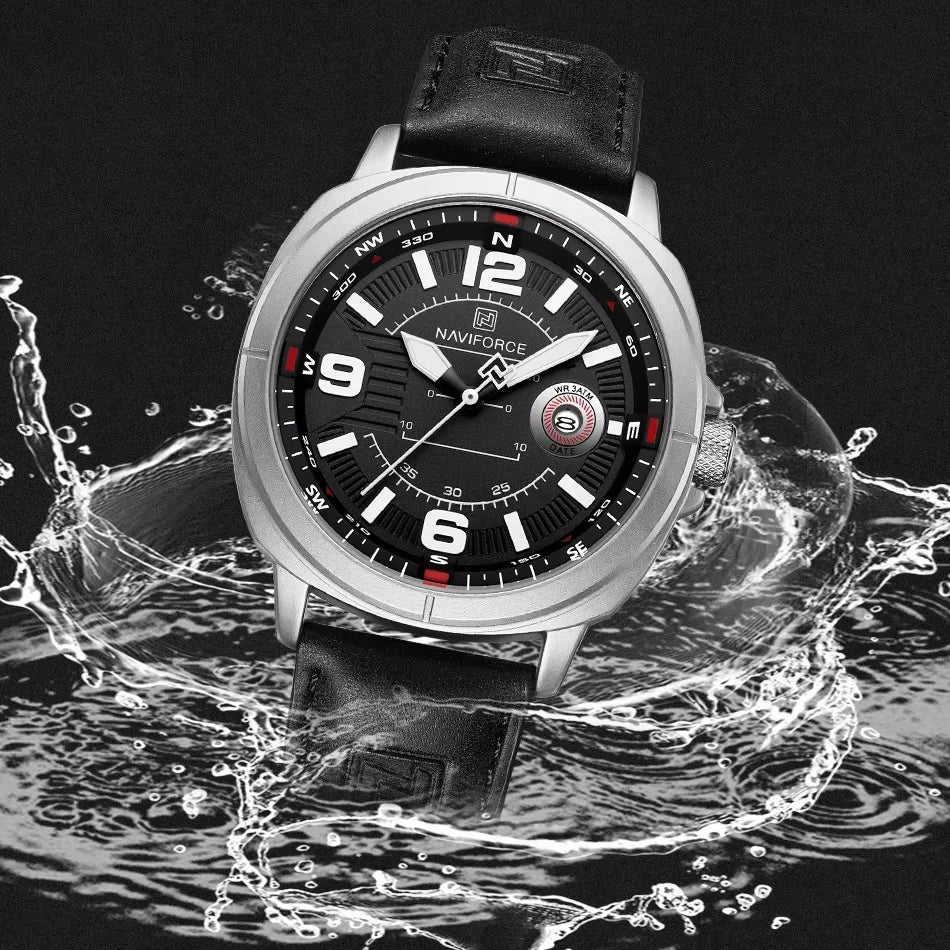 NAVIFORCE Brand Men Quartz Watch High Quality PU Band Calendar Male Wristwatch Auto Date Display Waterproof Clocks Reloj Hombre