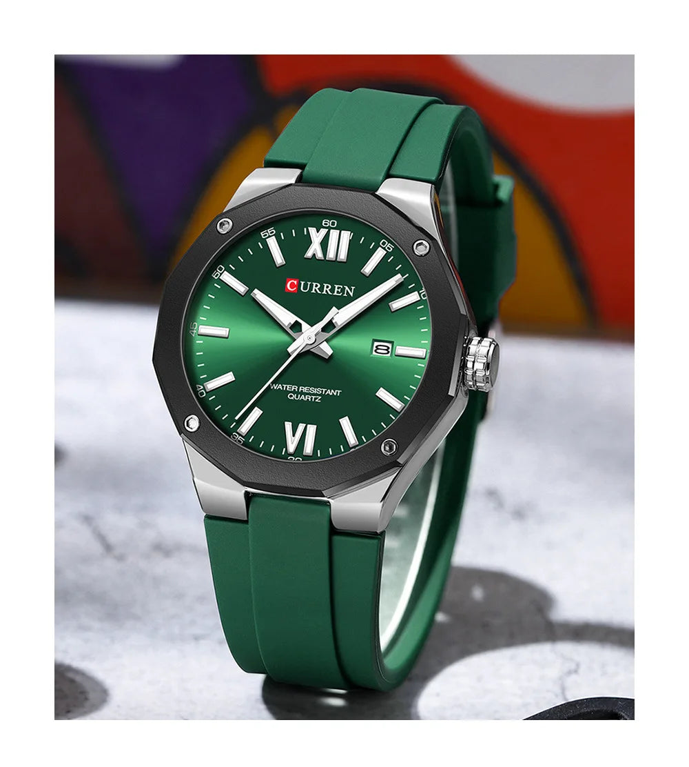 CURREN 8465 Men’s Fashion Quartz Watch – Waterproof Casual Timepiece with Calendar & Luminous Silicone Strap