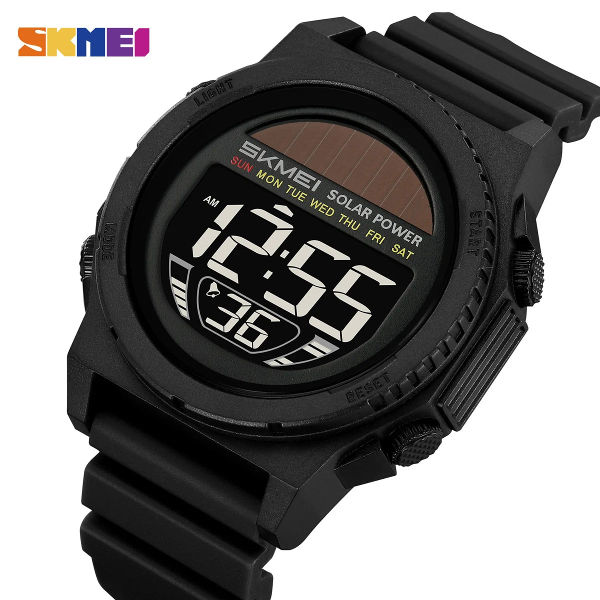 SKMEI Solar Digital Sports Watch for Men – Waterproof Chronograph Wristwatch