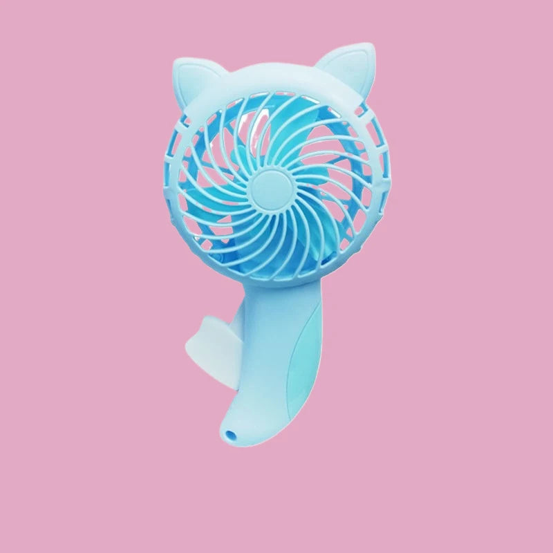 3-Color Portable Hand-Press Mini Fan – Battery-Free, Cute Cartoon Cooling Fan