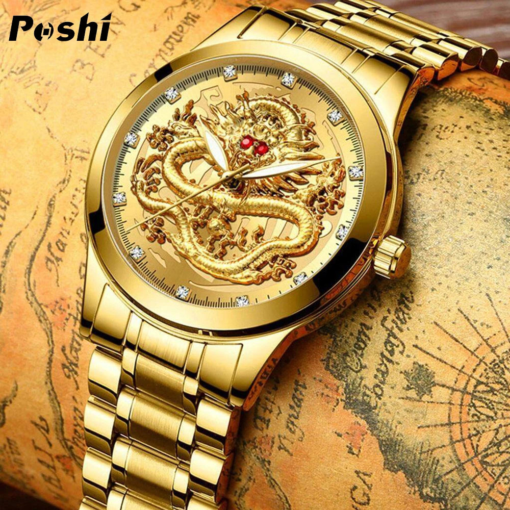 Luxorive DragonCore – Gold Stainless Steel Men’s Quartz Watch