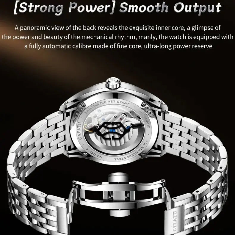 GELATU 6018 Men Watch Luxury Relief Dragon Pattern Watch Original Automatic Mechanical Watch Sapphire Waterproof Men's Watch