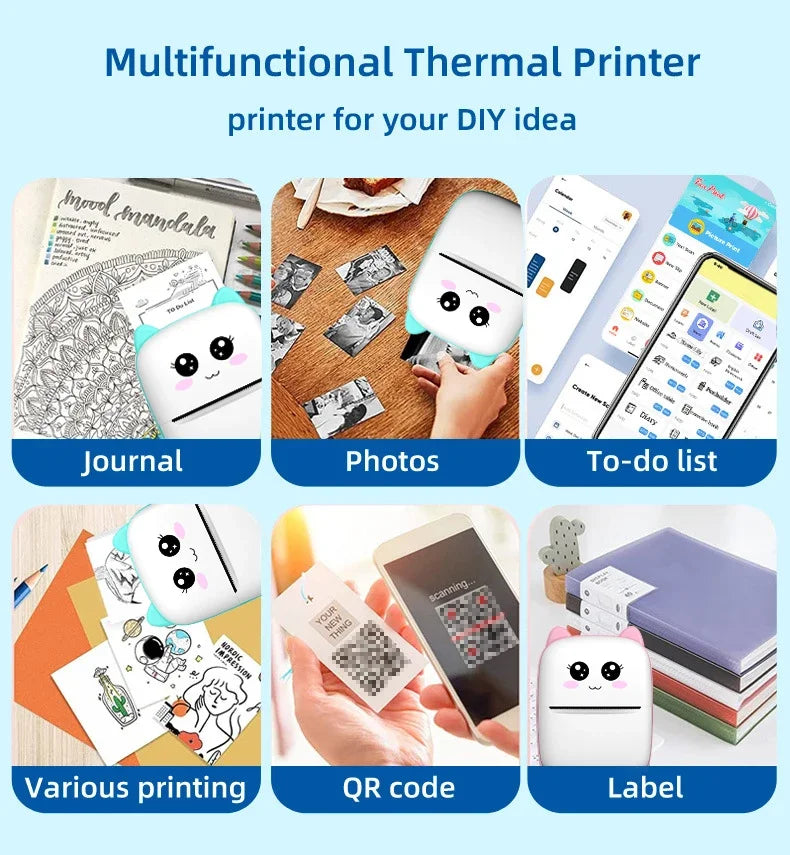 Mini Cat Thermal Printer – Wireless Photo & Label 58mm