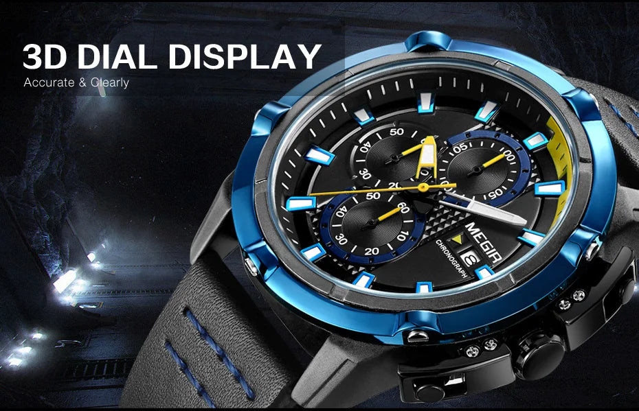 MEGIR Luxury Men's Watch Chronograph Fashion Sport Military Watches Waterproof Male Quartz Wristwatch Clock Montre Homme 2062