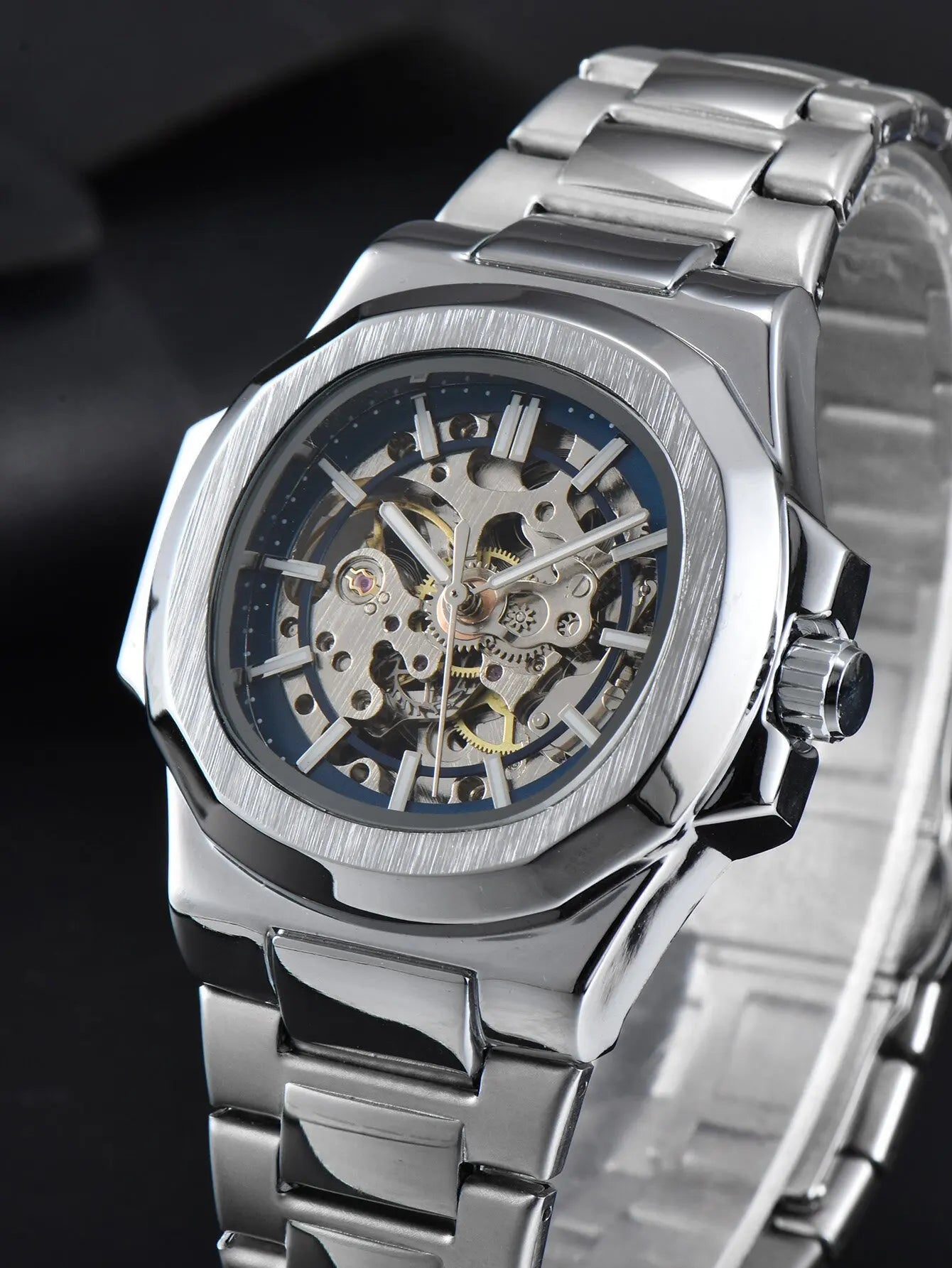 Luxorive ShadowCore – Skeleton Steel Automatic Watch