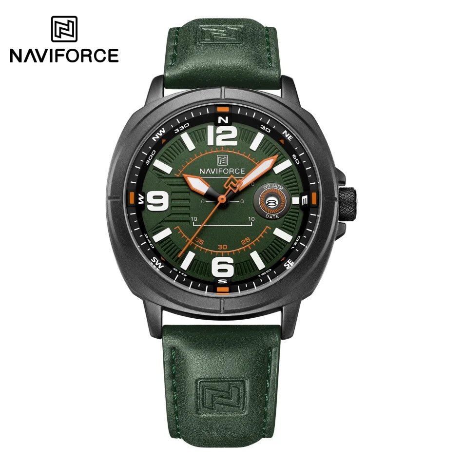 NAVIFORCE Brand Men Quartz Watch High Quality PU Band Calendar Male Wristwatch Auto Date Display Waterproof Clocks Reloj Hombre