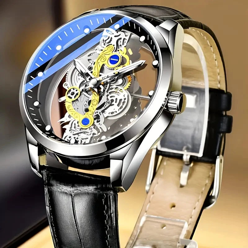 Luxorive SpectraCore – Luxury Skeleton Quartz Watch for Men