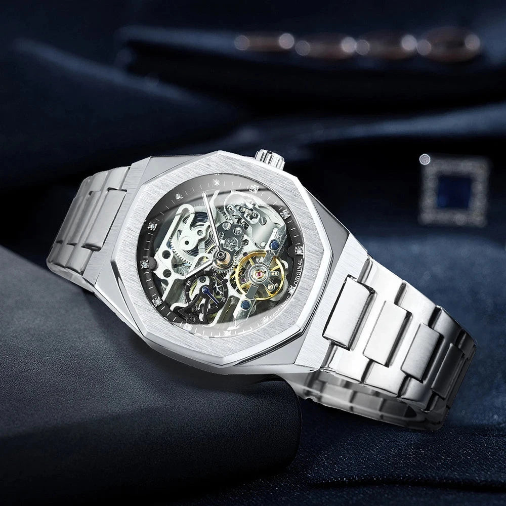 Luxorive Spectra Tourbillon – Automatic Skeleton Watch with Diamond Dial Watchify