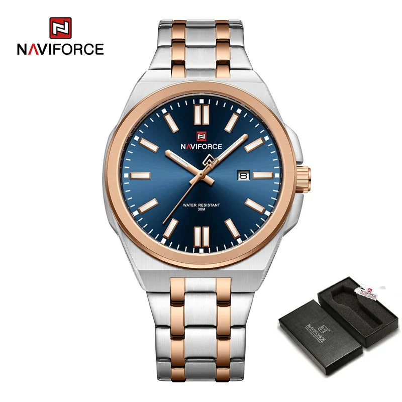 NAVIFORCE Quartz Watch For Men Luxury Business Luminous Stainless Steel Male Wristwatches Waterproof Calendar Clock Reloj Hombre