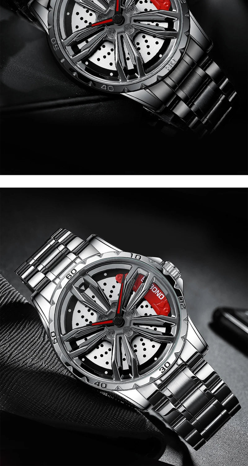 UTHAI Automotive Wheel Hub Hollow Mechanical Watch Luxury Fashion Wheel Hub Waterproof Stainless Steel Men's Watch V002