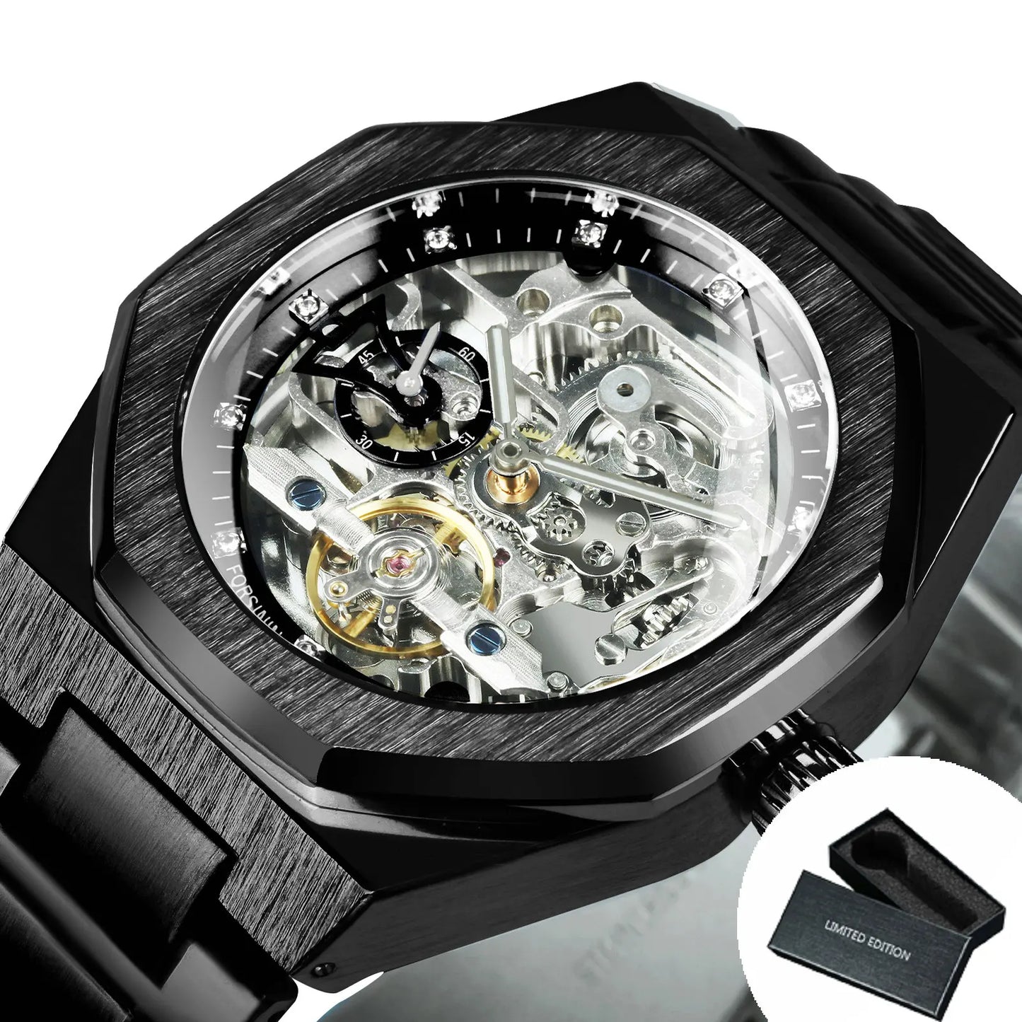 Luxorive Spectra Tourbillon – Automatic Skeleton Watch with Diamond Dial