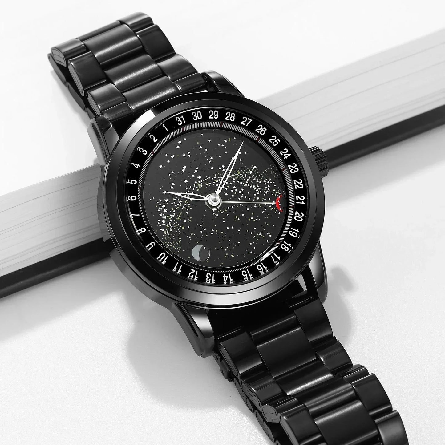 SKMEI 2116 Men’s Casual Wristwatch – Genuine Leather Strap, Date Display & Starry Sky Moon Phase