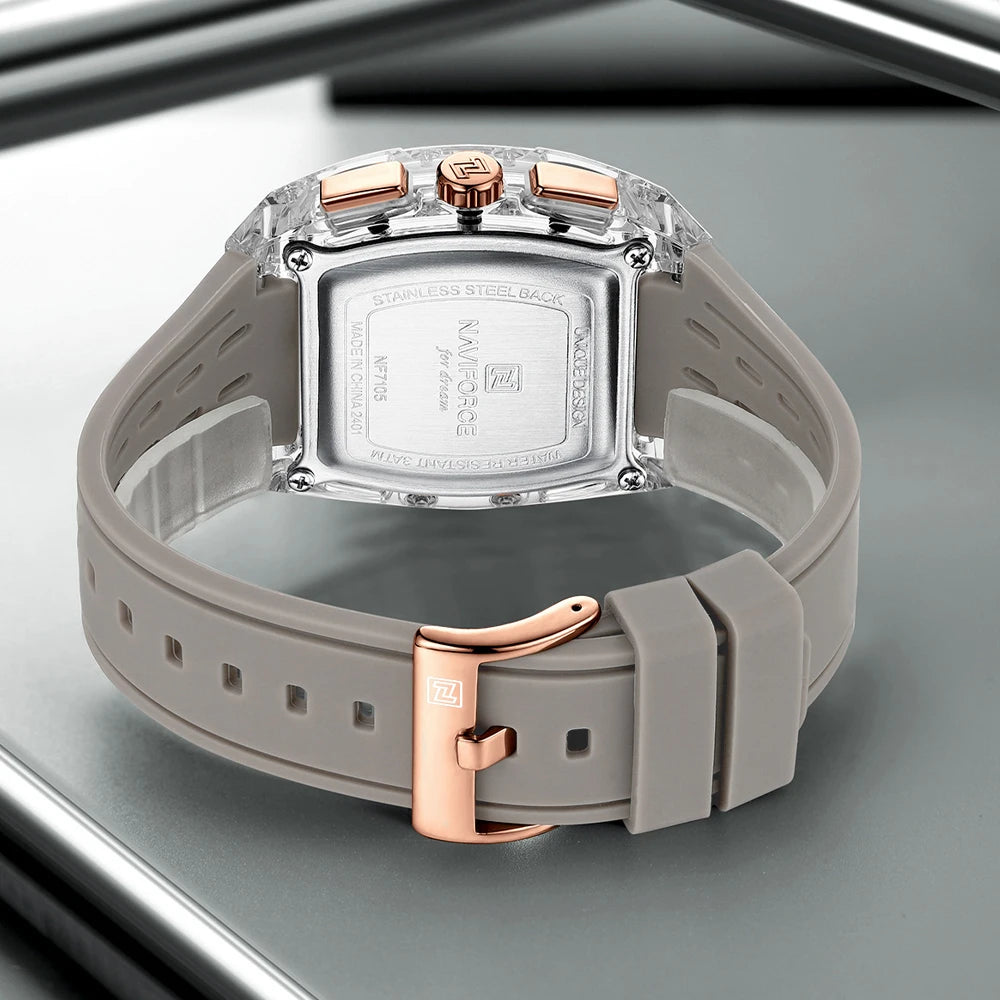 NAVIFORCE 2025 New Design Transparent Tonneau Watch Men Quartz Man Watches Waterproof Luxury Sport Out Door montre homme