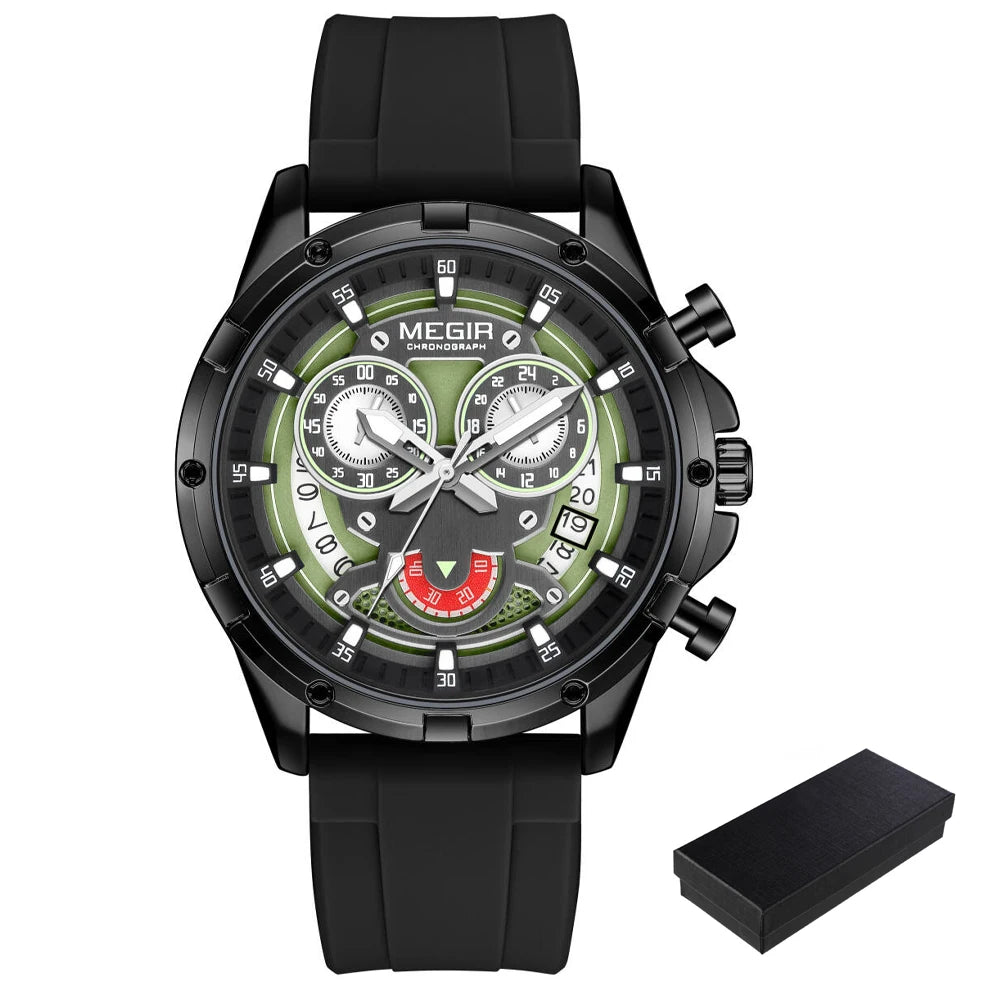 MEGIR Chronograph Men's Watches Top Brand Luxury Original Waterproof Silicone Date Watch for Men Fashion Sport Quartz Wristwatch
