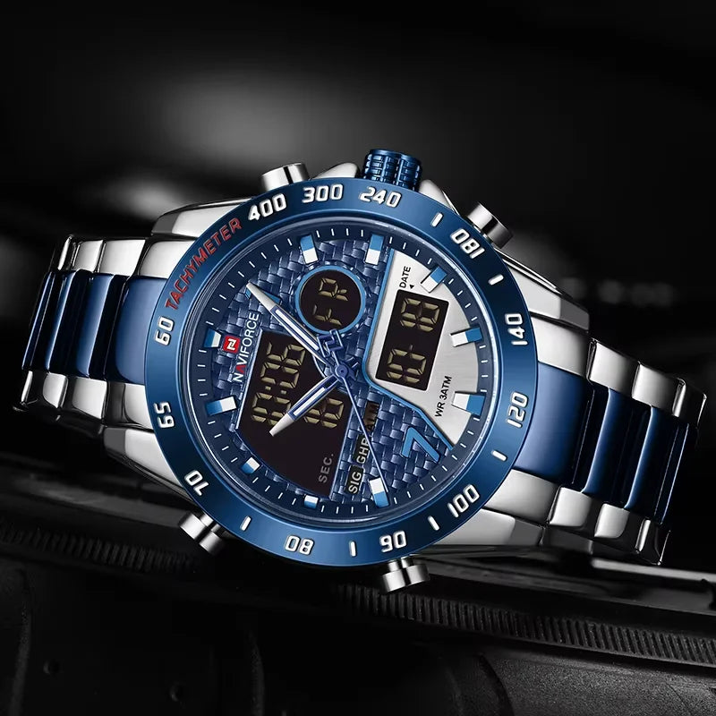 NAVIFORCE Luxury Brand Men's Wrist Watch Military Digital Sport Watches For Man Steel Strap Quartz Clock Male Relogio Masculino