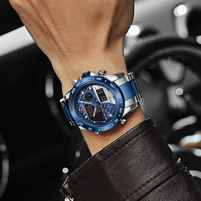 NAVIFORCE Luxury Brand Men's Wrist Watch Military Digital Sport Watches For Man Steel Strap Quartz Clock Male Relogio Masculino
