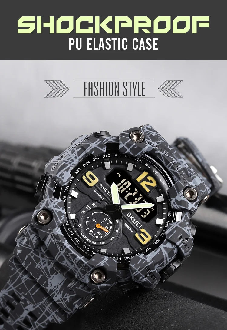 SKMEI 1637 Men’s Dual Movement Sport Watch – Waterproof Digital & Analog Wristwatch