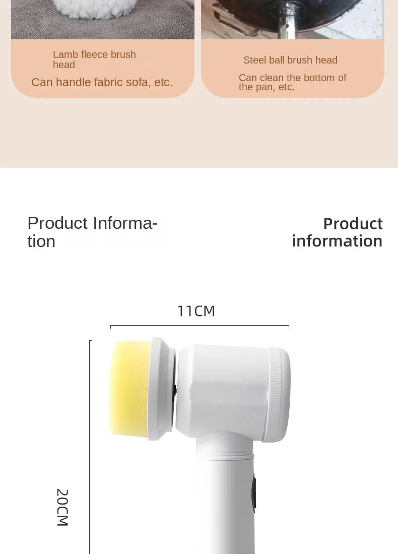Electric Cleaning Brush – Wireless Scrubber for Kitchen & Bathroom