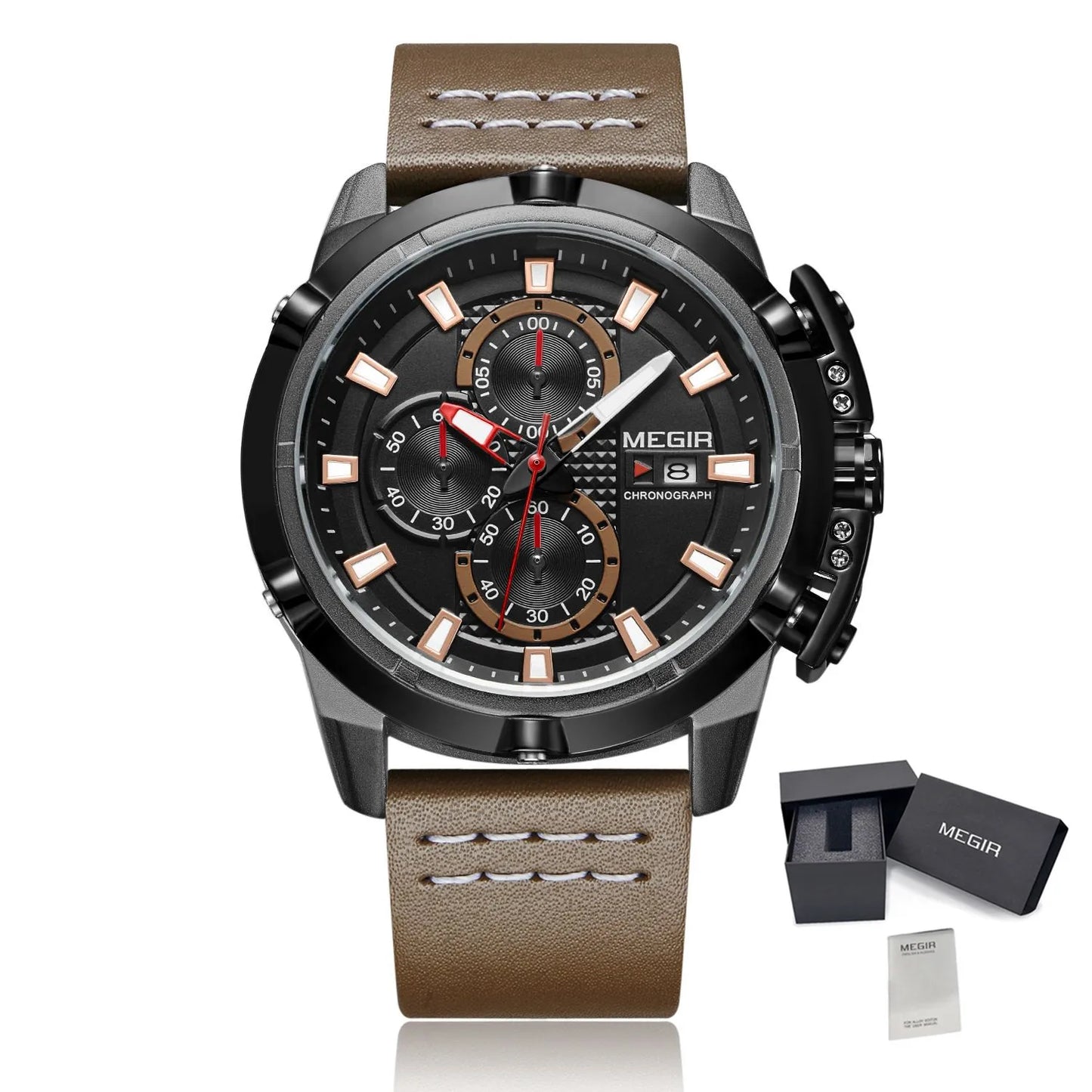 MEGIR Luxury Men's Watch Chronograph Fashion Sport Military Watches Waterproof Male Quartz Wristwatch Clock Montre Homme 2062
