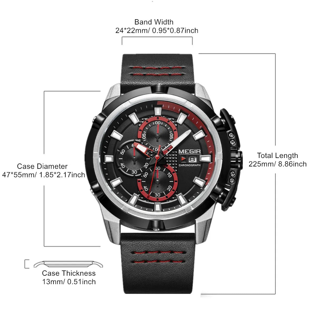 MEGIR Luxury Men's Watch Chronograph Fashion Sport Military Watches Waterproof Male Quartz Wristwatch Clock Montre Homme 2062