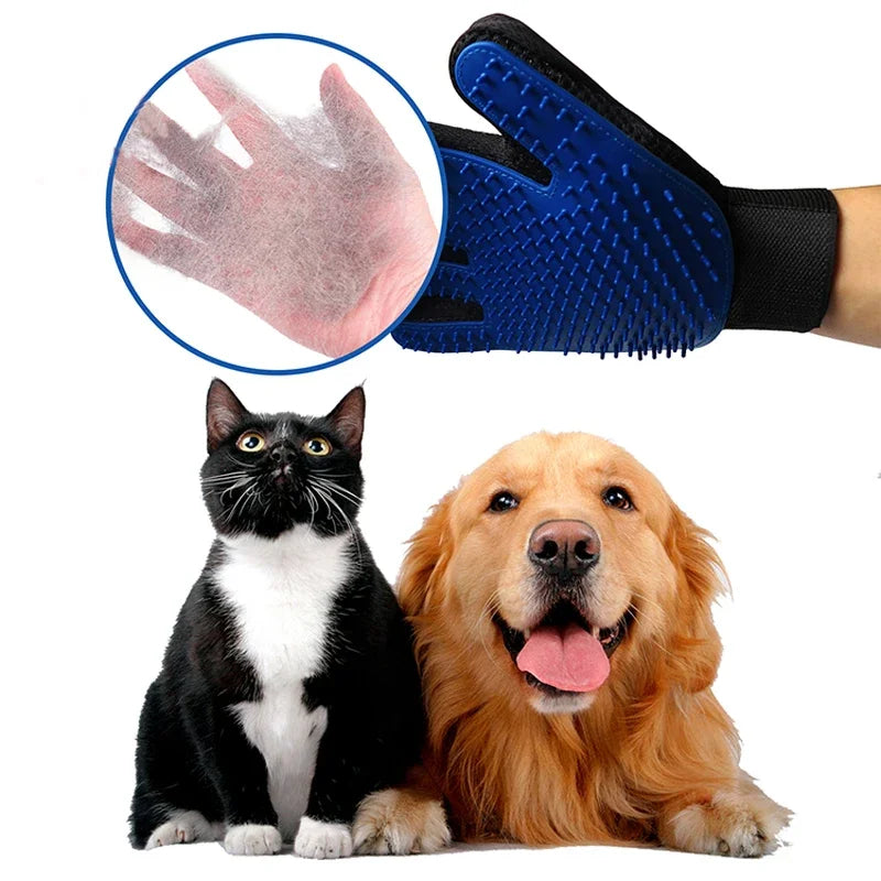 Silicone Pet Grooming Gloves – Hair Removal & Bathing Brush for Dogs & Cats