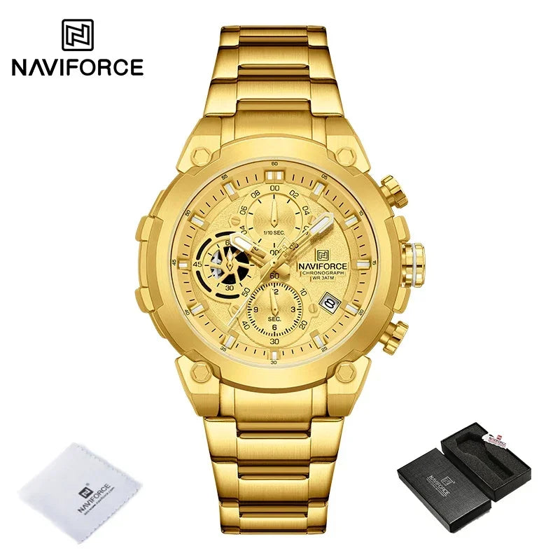 NAVIFORCE Quartz Watch Men Sport Military Waterproof Watches Mens Business Stainless Steel Wristwatch Male Clock reloj hombre
