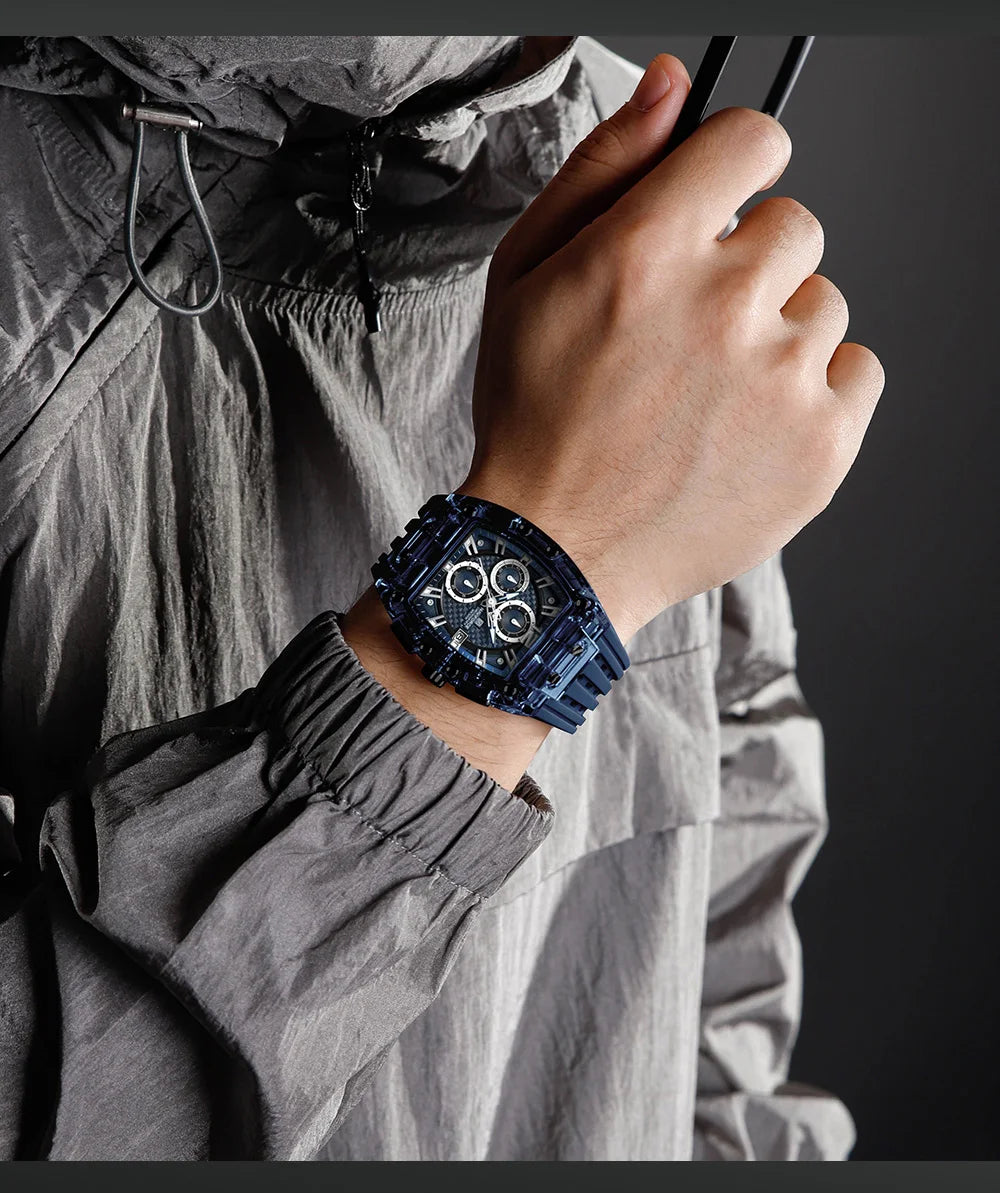 NAVIFORCE Fashion Men Watch Quartz Chronograph Clock 3ATM Waterproof Silicone Band Sports Casual Date Display Male Wristwatches