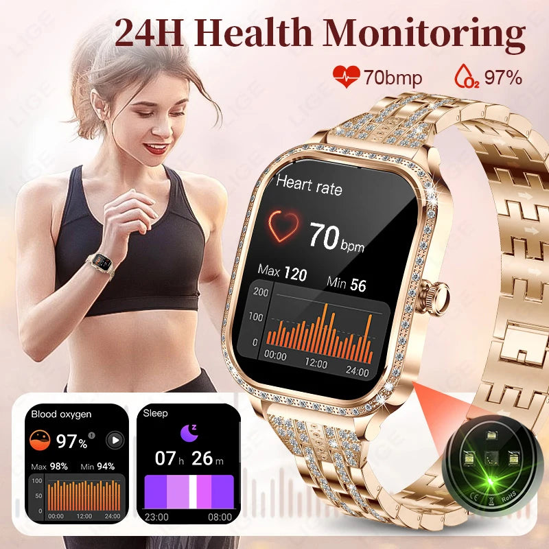 LIGE Women’s Waterproof Smartwatch – Bluetooth Call, Fitness Tracker & Heart Rate Monitor