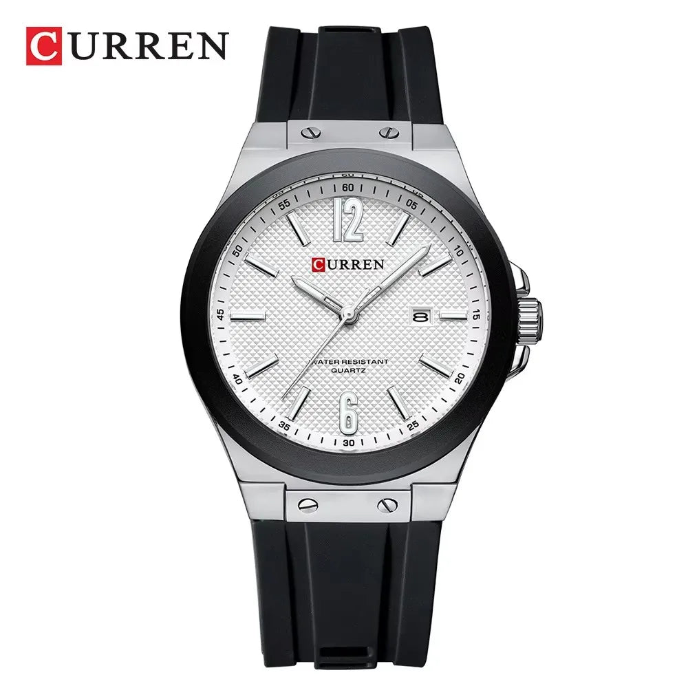 CURREN 8467 Men's Fashion Quartz Watch – Luminous Dial, Date Display, Silicone Strap