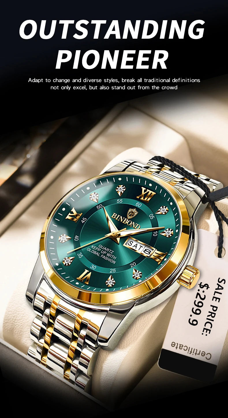 Luxorive DeepTrek Diver – 30ATM Luxury Quartz Sport Watch for Men